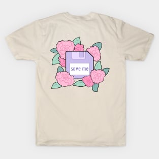 Floral floppy disk "save me" T-Shirt